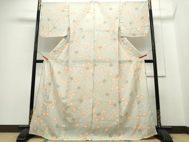 平和屋着物∴夏物　撫松庵　小紋・浴衣兼用　舞桜　洗える着物　CABH1327ng