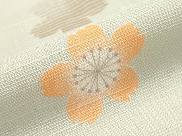 平和屋着物∴夏物　撫松庵　小紋・浴衣兼用　舞桜　洗える着物　CABH1327ng