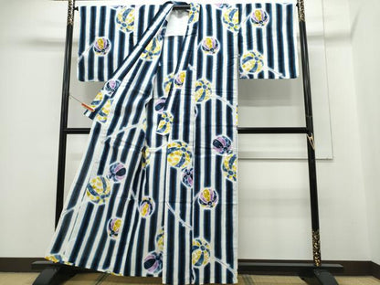 平和屋着物∴夏物　浴衣　鞠　間道　金彩　綿　逸品　CABH1332ng
