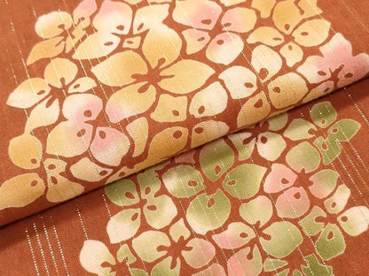 平和屋着物∴夏物　浴衣　手縫い　紫陽花　ラメ糸　綿　逸品　CABH1334ng