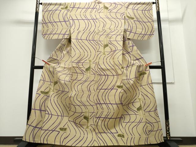 平和屋着物∴夏物　浴衣　tsumori chisato　注染　手縫い　鹿　流水文　日本製　綿　逸品　CABH1335ng