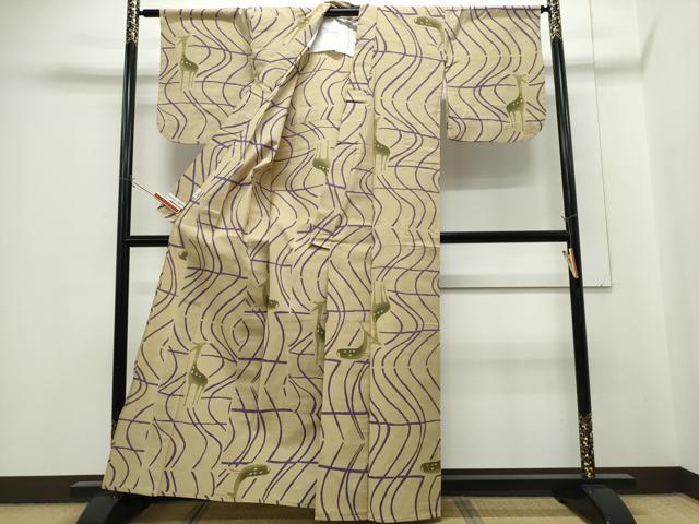 平和屋着物∴夏物　浴衣　tsumori chisato　注染　手縫い　鹿　流水文　日本製　綿　逸品　CABH1335ng
