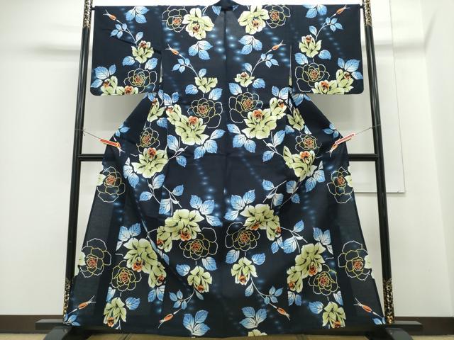 平和屋着物∴世界的ファッションデザイナー　山本寛斎　kansaiブランド　夏物　浴衣　注染　薔薇　綿　逸品　CABH1336ng