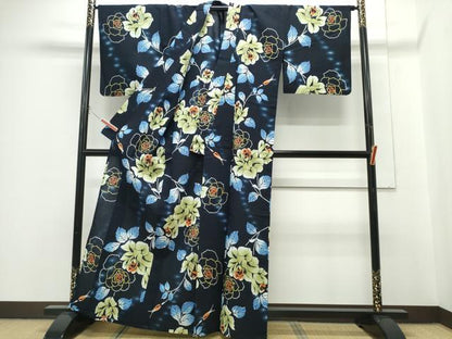 平和屋着物∴世界的ファッションデザイナー　山本寛斎　kansaiブランド　夏物　浴衣　注染　薔薇　綿　逸品　CABH1336ng