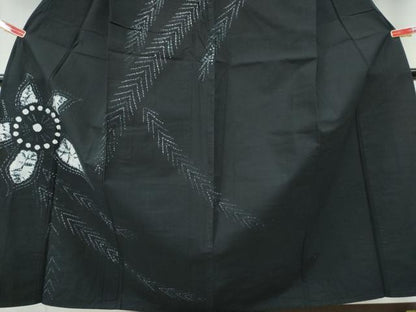 平和屋着物∴夏物　浴衣　有松鳴海絞り　訪問着　舞花枝松　黒地　綿　逸品　CABH1342ng