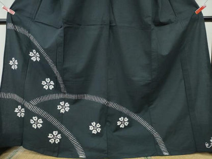 平和屋着物∴夏物　浴衣　有松鳴海絞り　訪問着　舞花文　黒地　綿　逸品　CABH1343ng