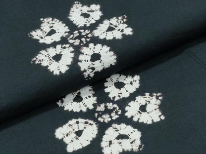 平和屋着物∴夏物　浴衣　有松鳴海絞り　訪問着　舞花文　黒地　綿　逸品　CABH1343ng