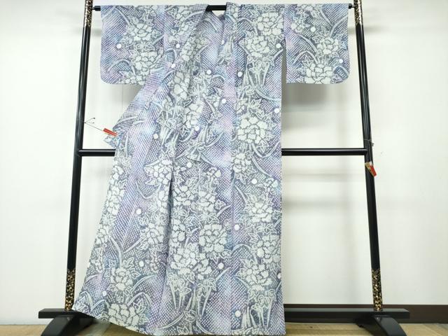 平和屋着物∴夏物 浴衣 有松鳴海絞り 芝草枝牡丹 綿 逸品 CABH1347ng