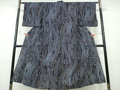 平和屋着物∴夏物　浴衣　有松鳴海絞り　流水文様　綿　逸品　CABH1348ng