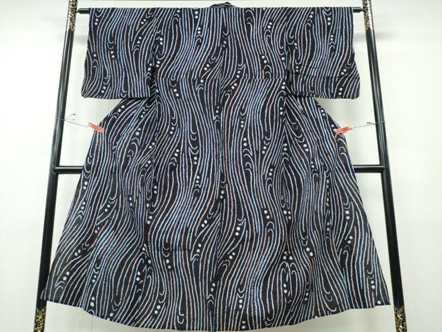 平和屋着物∴夏物　浴衣　有松鳴海絞り　流水文様　綿　逸品　CABH1348ng
