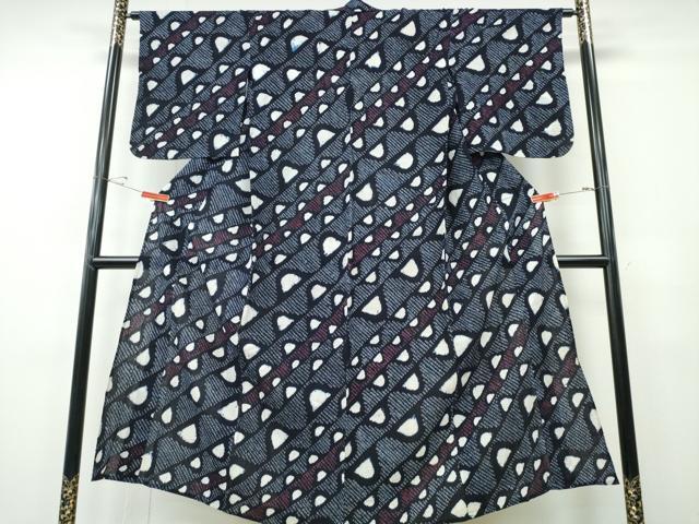 平和屋着物∴夏物　浴衣　有松鳴海絞り　斜線吉祥文　綿　逸品　CABH1349ng