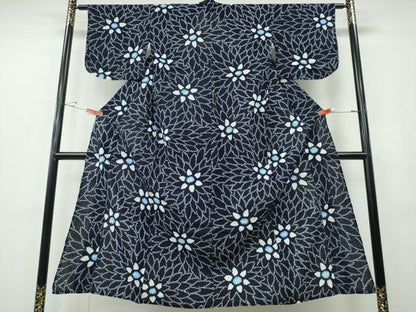 平和屋着物∴夏物　浴衣　有松鳴海絞り　舞菊文　綿　逸品　CABH1350ng
