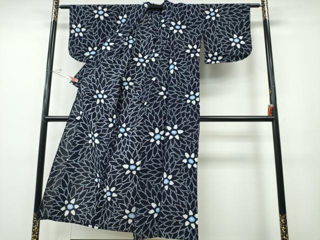 平和屋着物∴夏物　浴衣　有松鳴海絞り　舞菊文　綿　逸品　CABH1350ng
