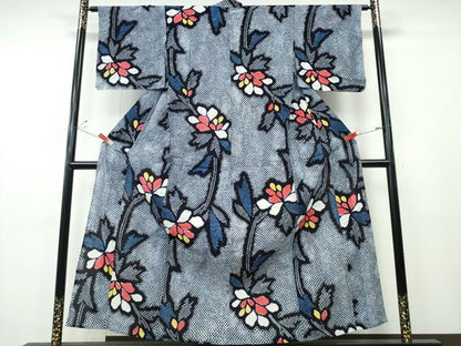 平和屋着物∴夏物　浴衣　有松鳴海絞り　枝牡丹文　綿　逸品　CABH1351ng