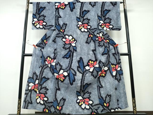 平和屋着物∴夏物　浴衣　有松鳴海絞り　枝牡丹文　綿　逸品　CABH1351ng