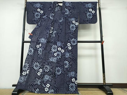 平和屋着物∴夏物　浴衣　有松鳴海絞り　流水舞菊文　綿　逸品　CABH1352ng