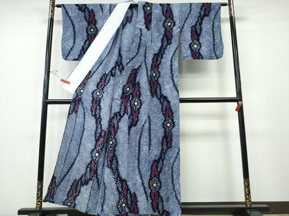 平和屋着物∴夏物　浴衣　有松鳴海絞り　よろけ縞菊文　綿　逸品　CABH1353ng