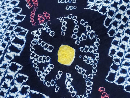 平和屋着物∴夏物　浴衣　有松鳴海絞り　よろけ縞菊文　綿　逸品　CABH1353ng