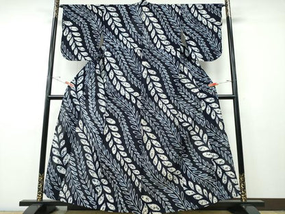 平和屋着物∴夏物　浴衣　有松鳴海絞り　枝葉文　綿　逸品　CABH1355ng