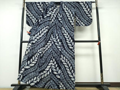 平和屋着物∴夏物　浴衣　有松鳴海絞り　枝葉文　綿　逸品　CABH1355ng