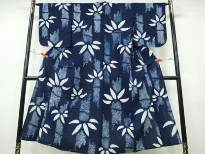 平和屋着物∴夏物　浴衣　有松鳴海絞り　笹竹文　綿　逸品　CABH1359ng
