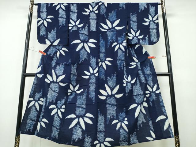 平和屋着物∴夏物　浴衣　有松鳴海絞り　笹竹文　綿　逸品　CABH1359ng