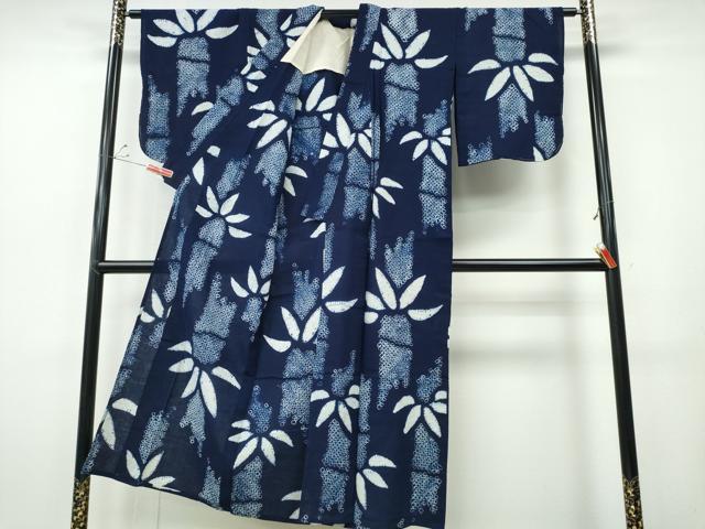 平和屋着物∴夏物　浴衣　有松鳴海絞り　笹竹文　綿　逸品　CABH1359ng