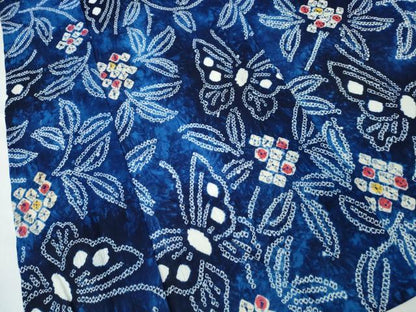 平和屋着物∴夏物　浴衣　有松鳴海絞り　枝花舞蝶文　綿　逸品　CABH1362ng