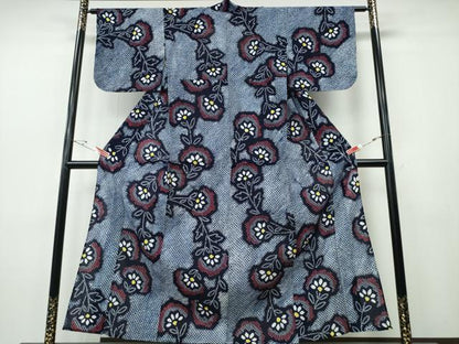 平和屋着物∴夏物　浴衣　有松鳴海絞り　草花文　綿　逸品　CABH1364ng