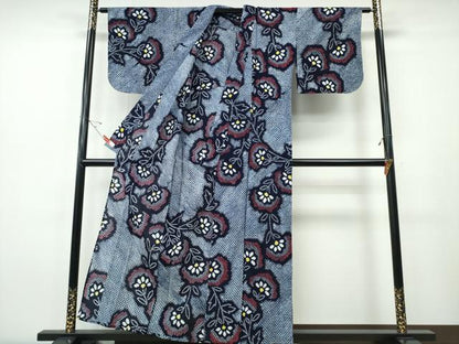 平和屋着物∴夏物　浴衣　有松鳴海絞り　草花文　綿　逸品　CABH1364ng