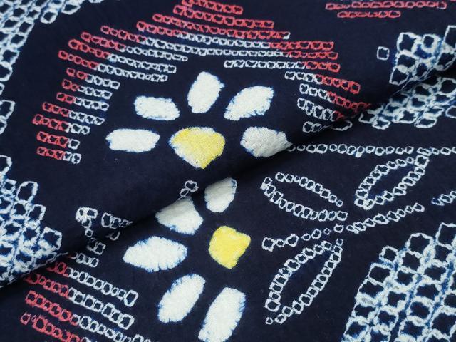 平和屋着物∴夏物　浴衣　有松鳴海絞り　草花文　綿　逸品　CABH1364ng