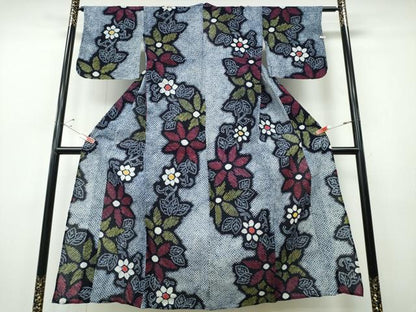 平和屋着物∴夏物　浴衣　有松鳴海絞り　枝花文　綿　逸品　CABH1366ng
