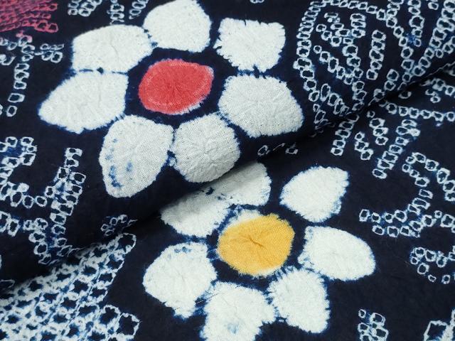 平和屋着物∴夏物　浴衣　有松鳴海絞り　枝花文　綿　逸品　CABH1366ng