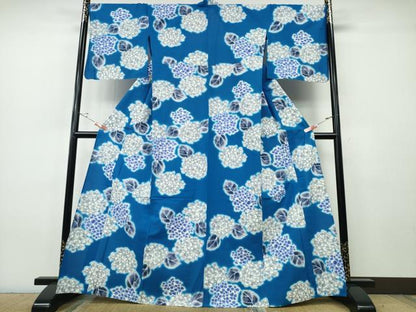 平和屋着物∴夏物　浴衣　注染　紫陽花　綿　逸品　CABH1372ng