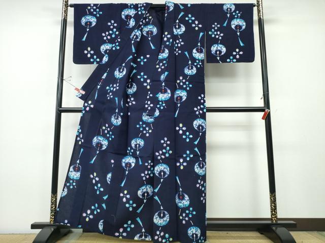 平和屋着物∴夏物　浴衣　注染　風鈴　舞花文　綿　逸品　CABH1373ng