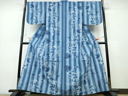 平和屋着物∴夏物　浴衣　注染　蜻蛉　藤の花間道　綿　逸品　CABH1374ng