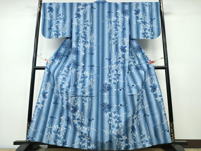 平和屋着物∴夏物　浴衣　注染　蜻蛉　藤の花間道　綿　逸品　CABH1374ng