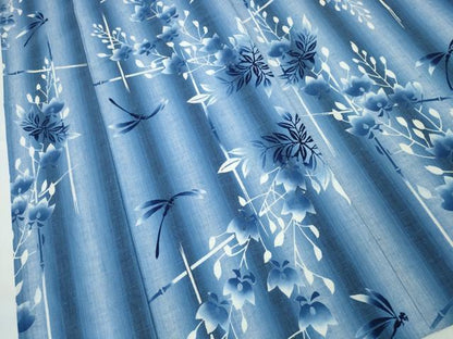 平和屋着物∴夏物　浴衣　注染　蜻蛉　藤の花間道　綿　逸品　CABH1374ng
