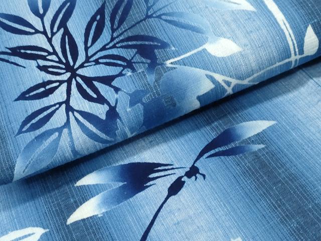 平和屋着物∴夏物　浴衣　注染　蜻蛉　藤の花間道　綿　逸品　CABH1374ng