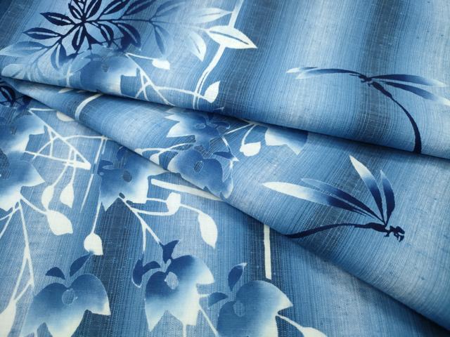 平和屋着物∴夏物　浴衣　注染　蜻蛉　藤の花間道　綿　逸品　CABH1374ng