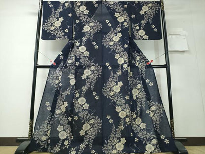 平和屋着物∴夏物　浴衣　綿麻紅梅　舞桜　藤花房　綿麻　逸品　CABH1379ng