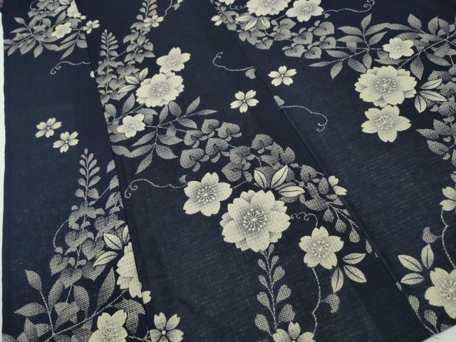 平和屋着物∴夏物　浴衣　綿麻紅梅　舞桜　藤花房　綿麻　逸品　CABH1379ng