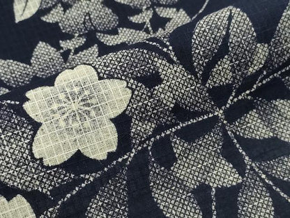 平和屋着物∴夏物　浴衣　綿麻紅梅　舞桜　藤花房　綿麻　逸品　CABH1379ng