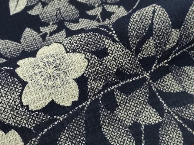 平和屋着物∴夏物　浴衣　綿麻紅梅　舞桜　藤花房　綿麻　逸品　CABH1379ng