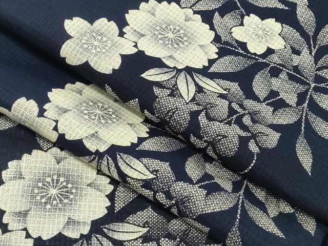 平和屋着物∴夏物　浴衣　綿麻紅梅　舞桜　藤花房　綿麻　逸品　CABH1379ng