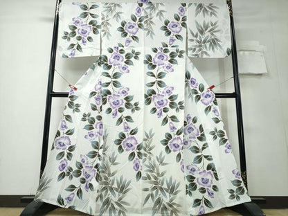 平和屋着物∴夏物　浴衣　綿紅梅　撫子　笹竹文　綿　逸品　CABH1380ng