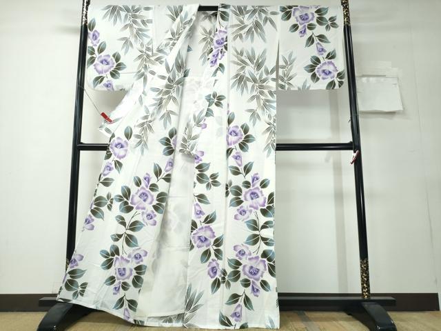 平和屋着物∴夏物　浴衣　綿紅梅　撫子　笹竹文　綿　逸品　CABH1380ng