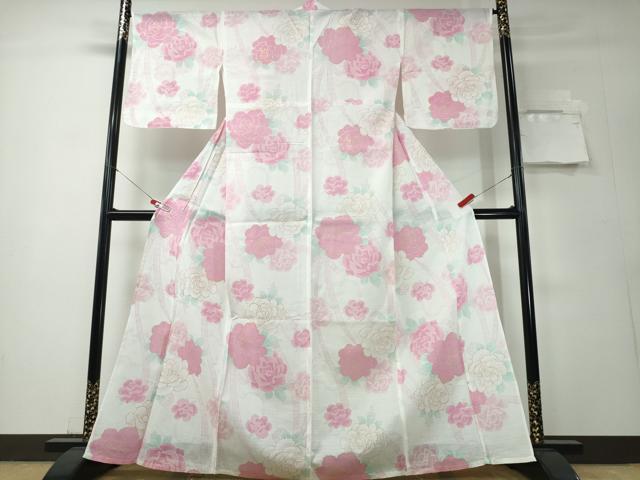 平和屋着物∴夏物　浴衣　薔薇　ラメ　綿　逸品　CABH1381ng
