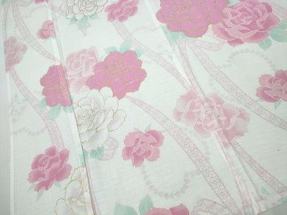 平和屋着物∴夏物　浴衣　薔薇　ラメ　綿　逸品　CABH1381ng