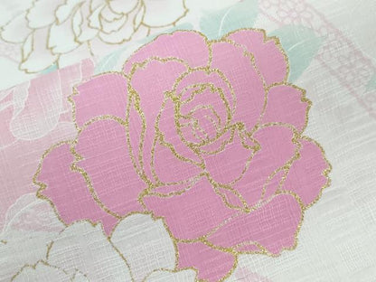 平和屋着物∴夏物　浴衣　薔薇　ラメ　綿　逸品　CABH1381ng